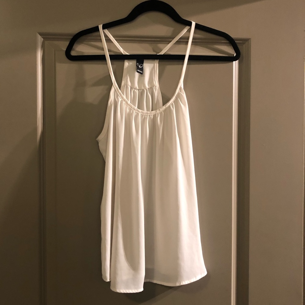 Windsor White Flowy Chiffon Tank